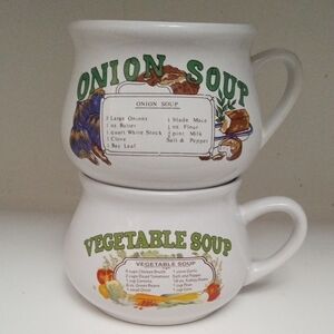 White Onion and Vegetable Soup Mugs